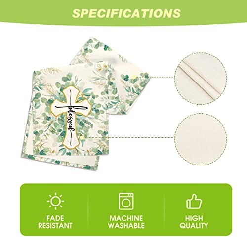 Blessed Cross Eucalyptus Table Runner, Spring 13" x 72", Table Runner Green