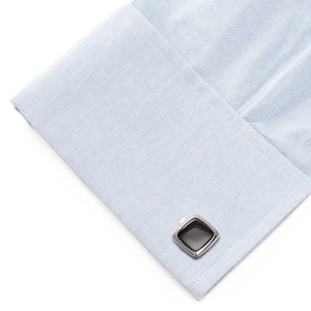 Onyx Cushion Stainless Steel Cufflinks