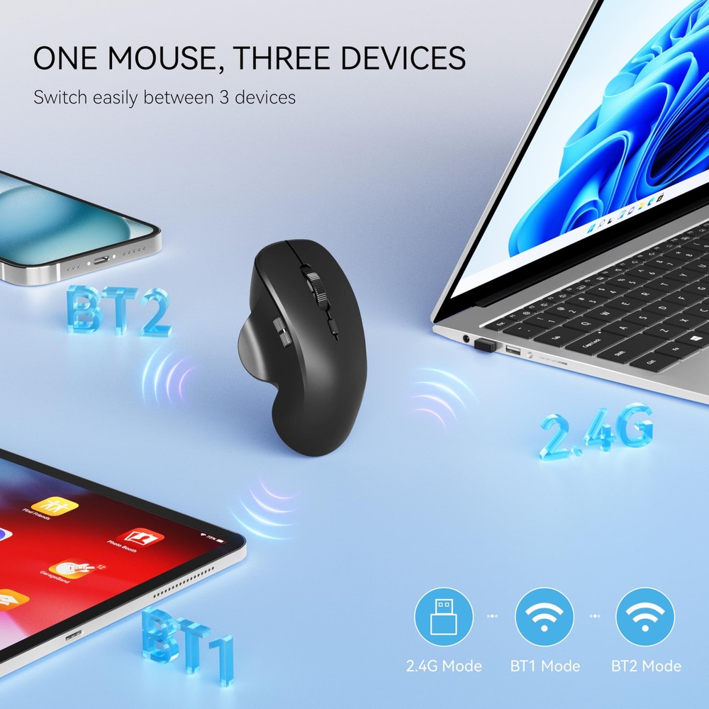 Mini Wireless Bluetooth Mouse for Travel Silent Rechargeable Computer Mouse f