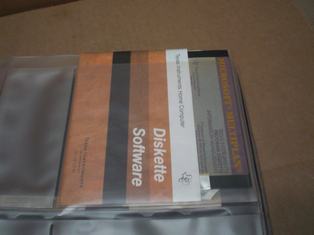 Vintage Texas TI-99/4a Microsoft Multiplan Original Binder Manual and software