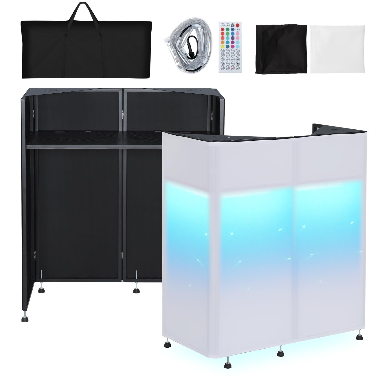 LUCKUP DJ Facade Booth with Corner Panel, Portable DJ Facade with Scrim