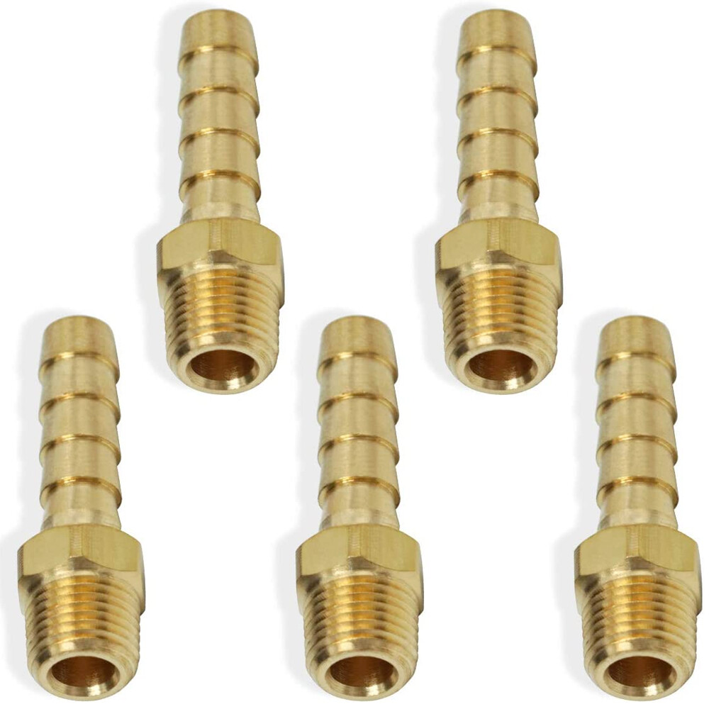 5pcs Hose Barb Fittings 1/4" Barb To 1/8" NPT Male Thread Air Hose Fitting