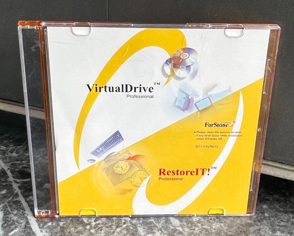 FarStone RestoreIT for Windows VIRTUALDRIVE PROFESSIONAL SOFTWARE CD G71-FSVR010