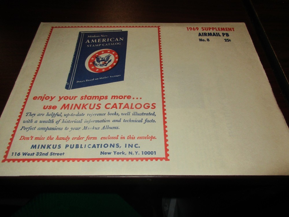 "MINKUS" 1969  SUPPLEMENT AIRMAIL PLATE BLOCKS ALBUM  #8    W/FREE SHIPPING!!!