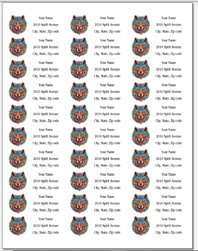 150 Wolf Face Zentangle Design Colors Mailing Return Address Labels Personalized