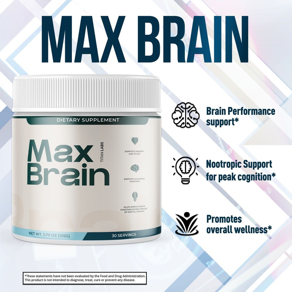 (3 Pack) Max Brain Powder Natural Brain Support Supplement MaxBrain 90 Servings