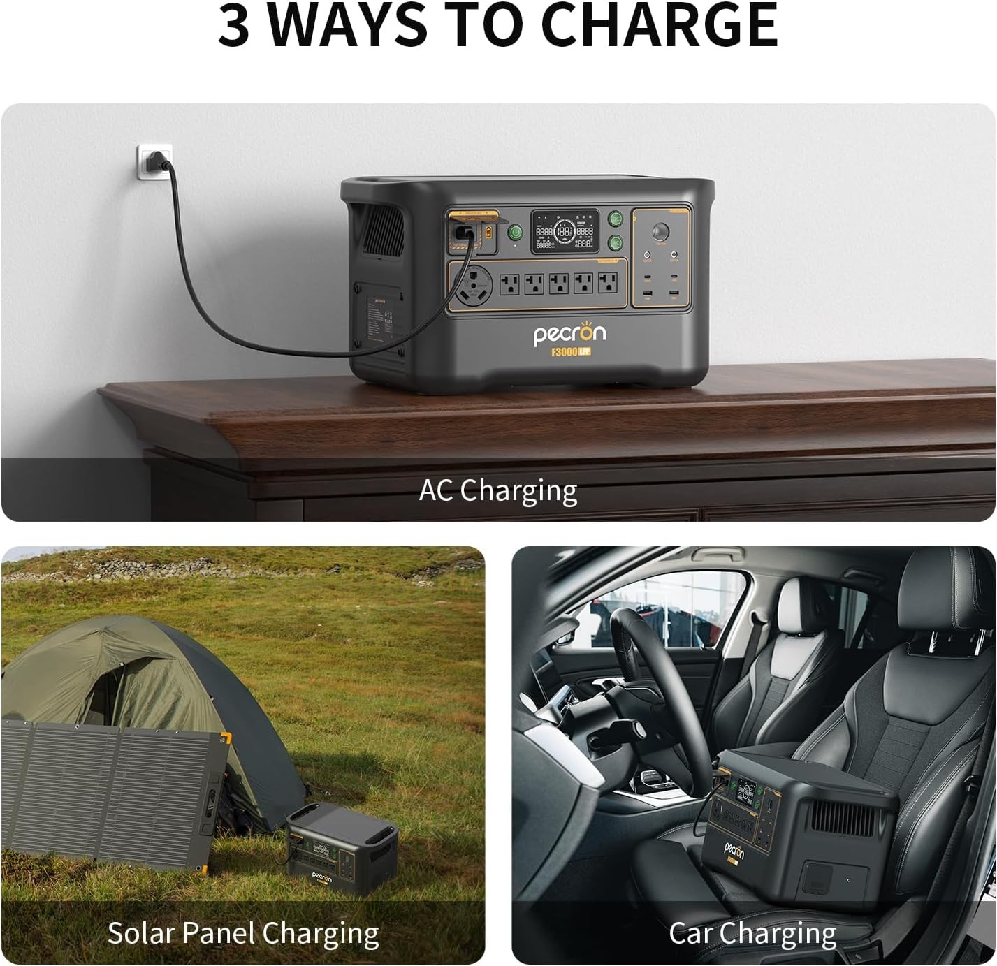 pecron F3000LFP Portable Power Station 3072Wh 3600W Solar Generator Home Backup