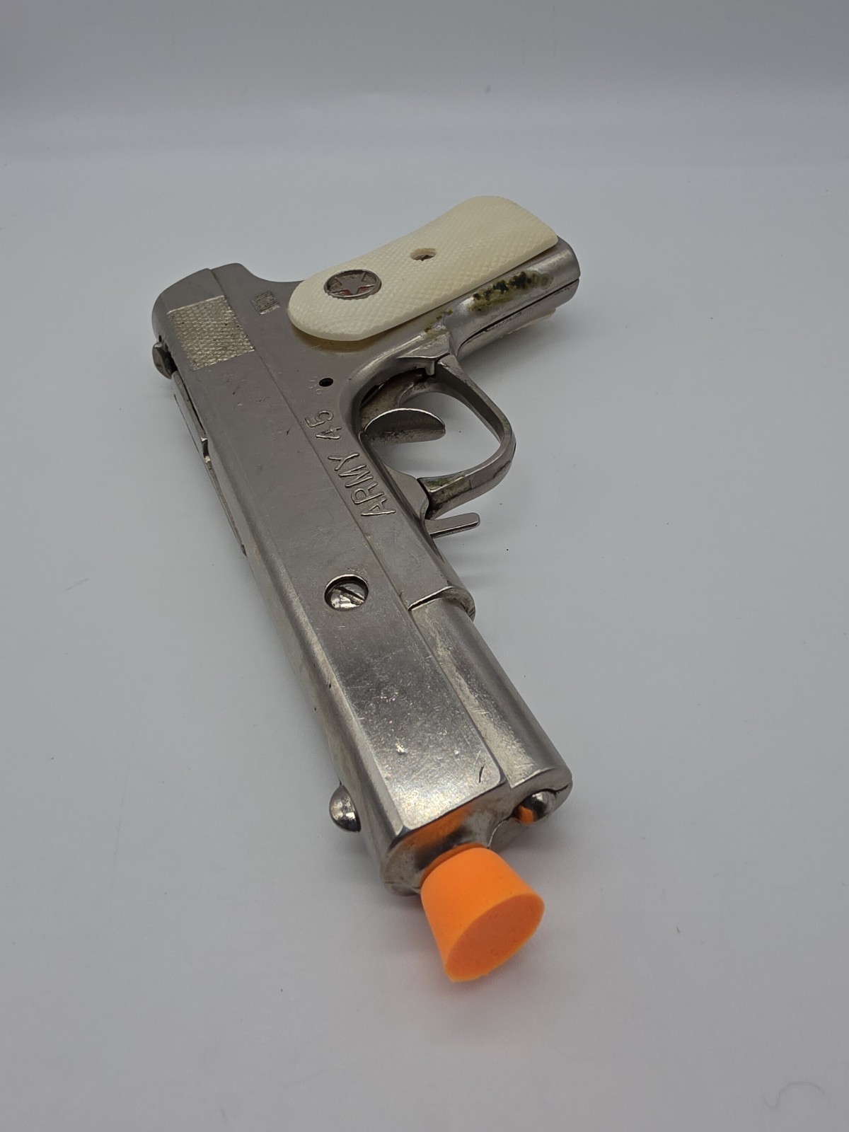 VINTAGE HUBLEY ARMY 45 CAP GUN - COLT 1911 - Working, Oiled- 1950'S