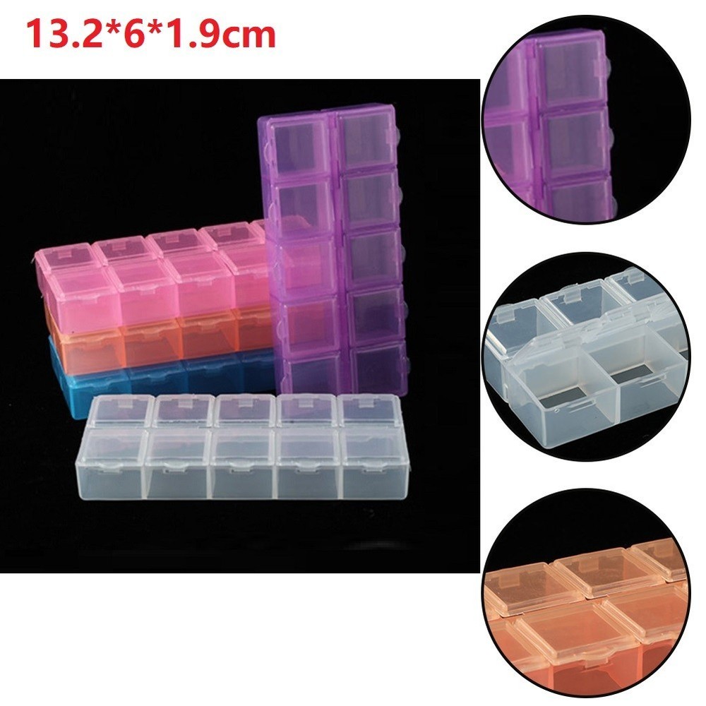 Dustproof Storage Box Compartment Rectangle Rings Transparent 10 Grids