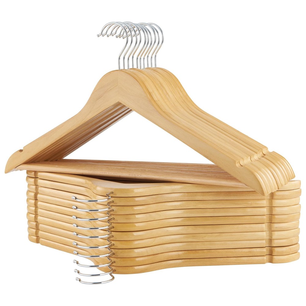 Solid Wood Clothes Hangers Smooth Finish 20 Pack