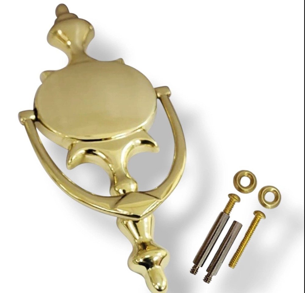 QCAA Solid Brass Door Knocker 7-3/4" Polished Brass Decorative Hardware