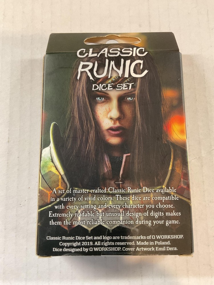 Q Workshop Classic Runic Dice Set Black Red 7pc Polyhedral RPG Tabletop