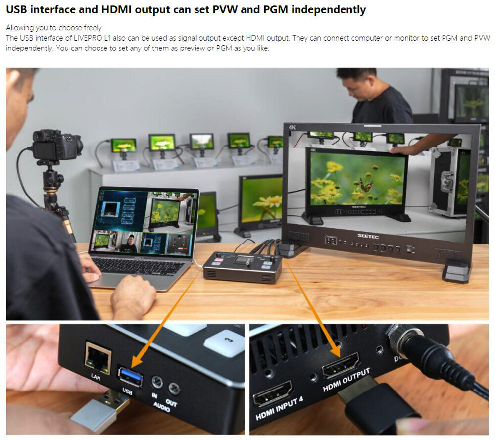 Livepro L1 Live Streaming Switcher HDMI Multi-Format Studio Record fr DSLR Camer