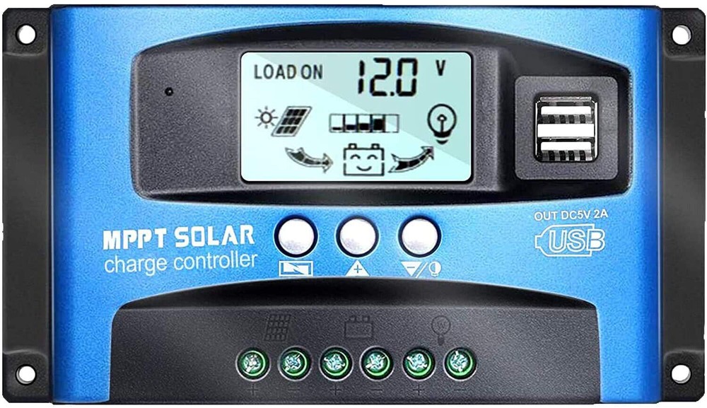 40A 60A 100A Dual USB Solar Charge Controller 12V/24V Auto Battery Regulator LCD