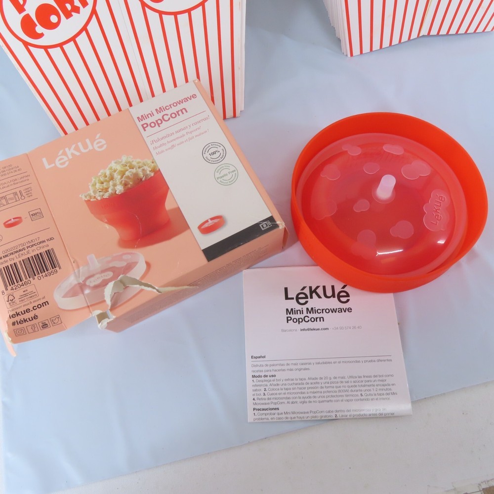 POPCORN PARTY BUNDLE 100 BOXES & LEKUE MINI MICROWAVE POPCORN MAKER RED