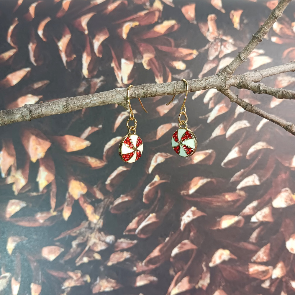Handmade Artisan Christmas Peppermint Dangle Earrings