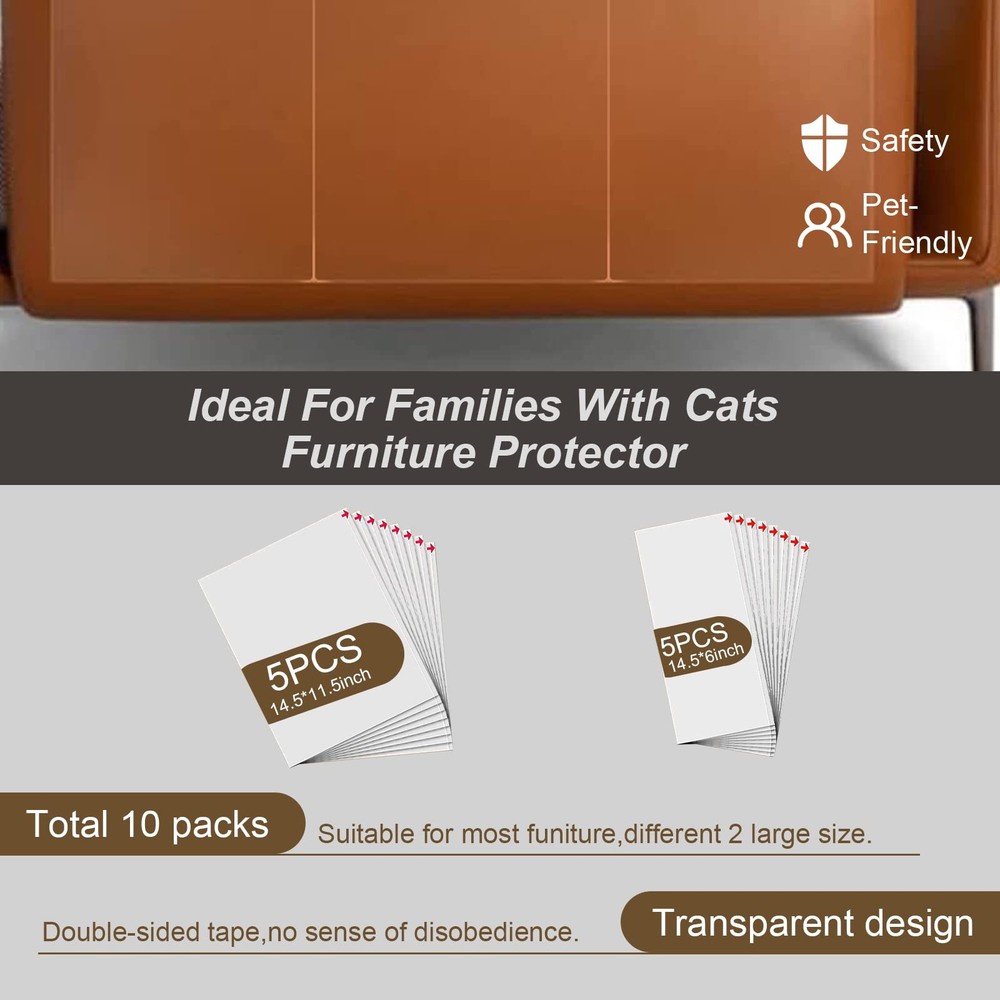 Cat Scratch Protector Tape 10pc Double Sided Furniture Shield Sheets