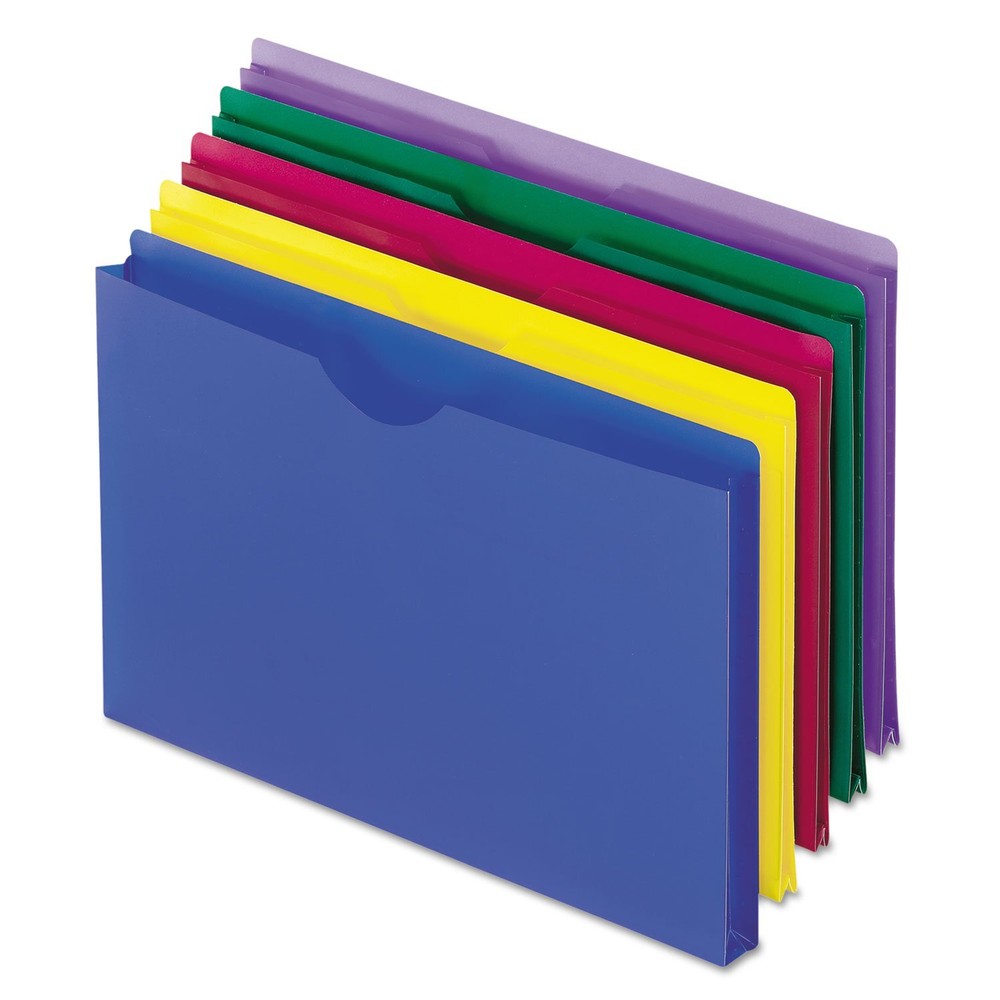 5PCS Translucent Poly File Jackets Legal Size Assorted Colors 50993