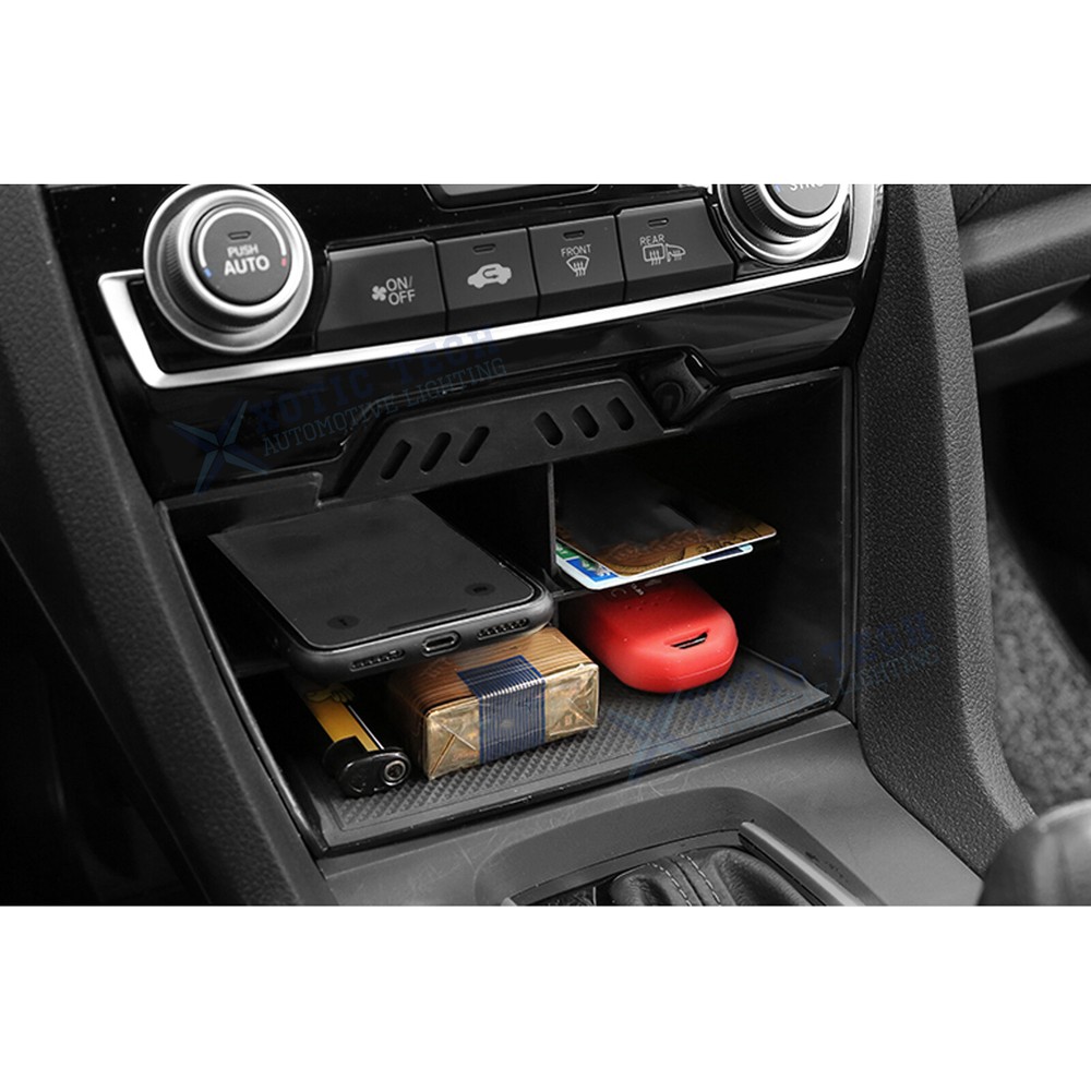 Black Console Storage Insert Divider Tray Container For Honda Civic 2016-2021