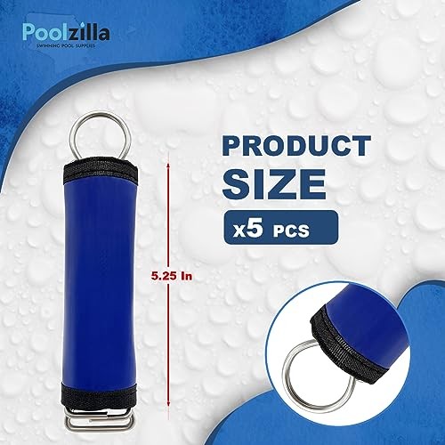 Pack Pool Spring Wraps (Patented) Pool Cover Spring Sleeves with Hook & 5 Blue