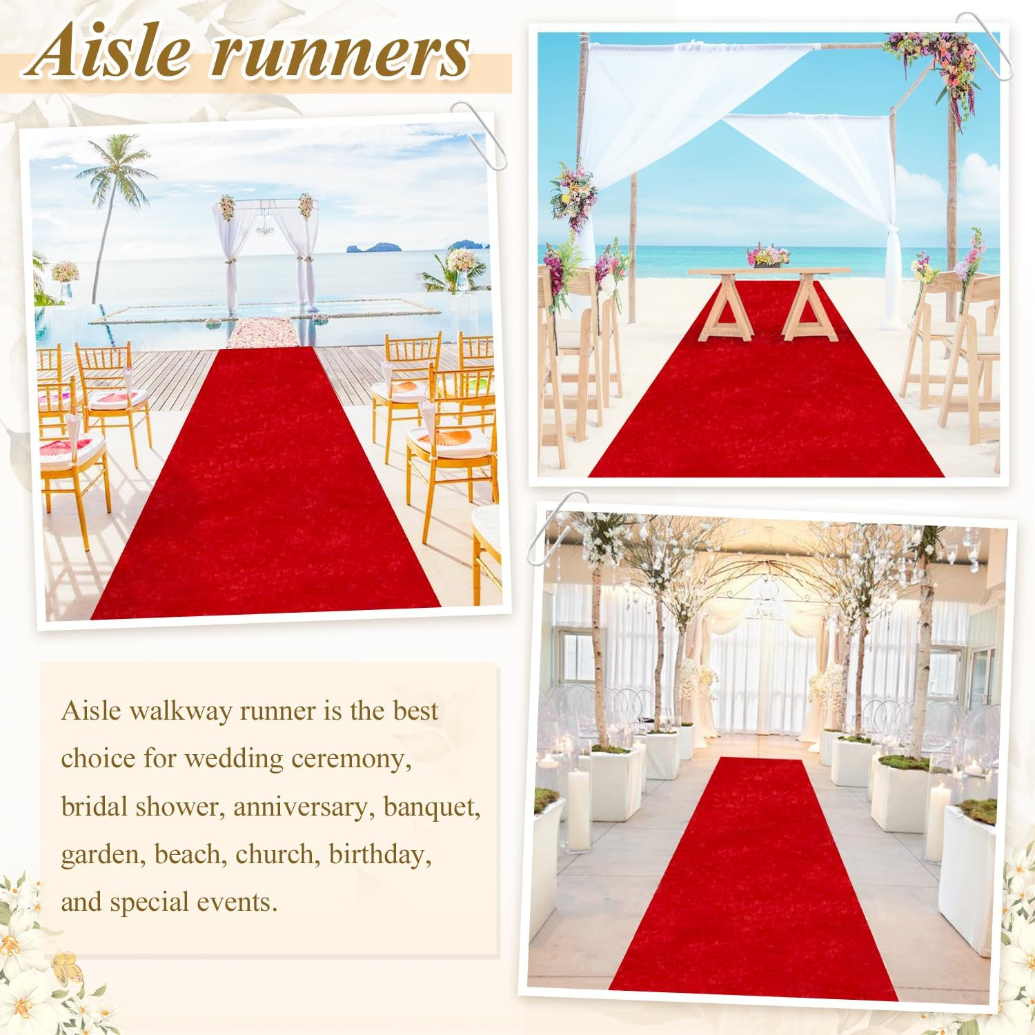 Red Carpet Runner for Party Wedding Aisle Decorations 4Ftx15Ft Aisle Runners for