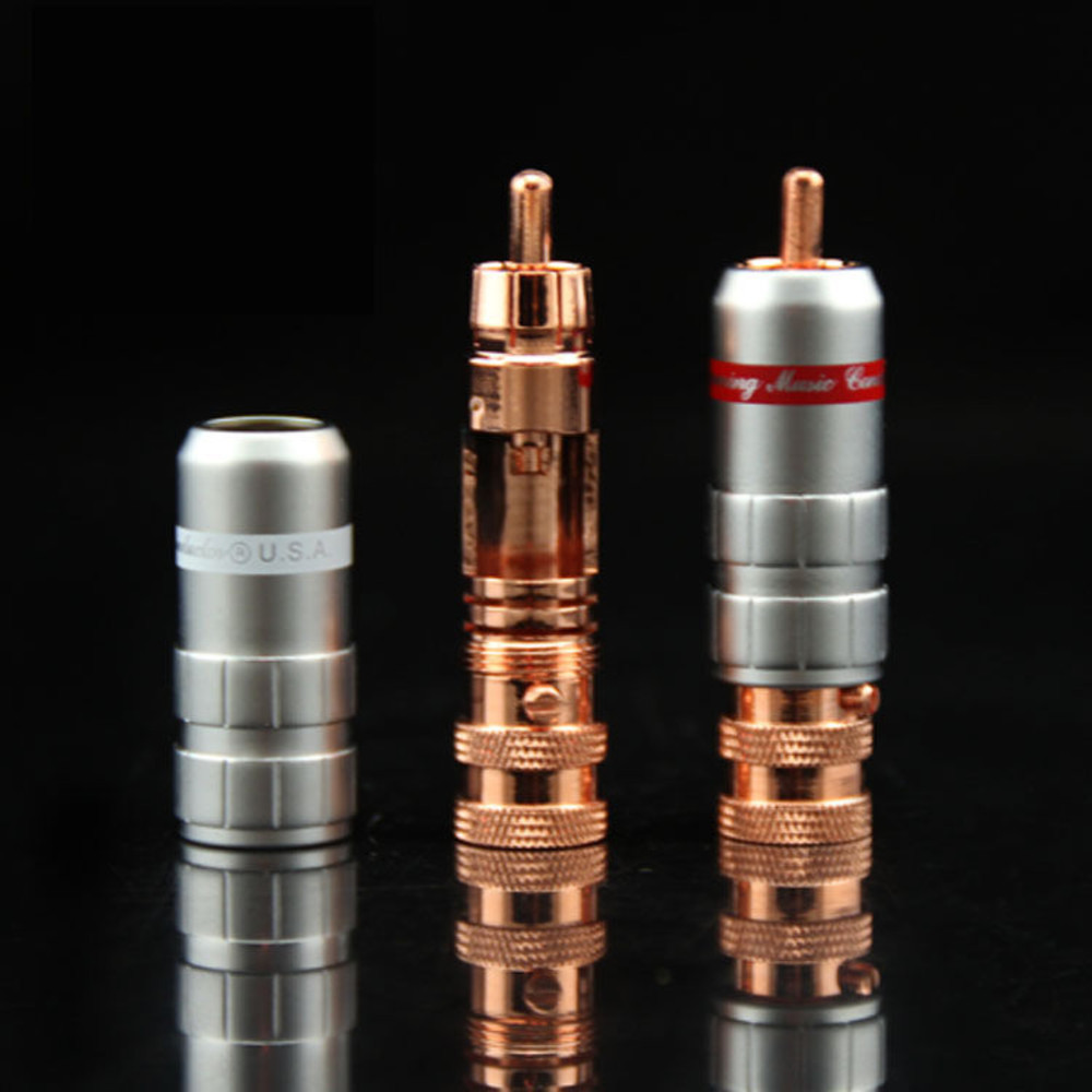 4 PCS Red Copper Plated RCA Audio Plug Connector For Interconnect Cable DIY