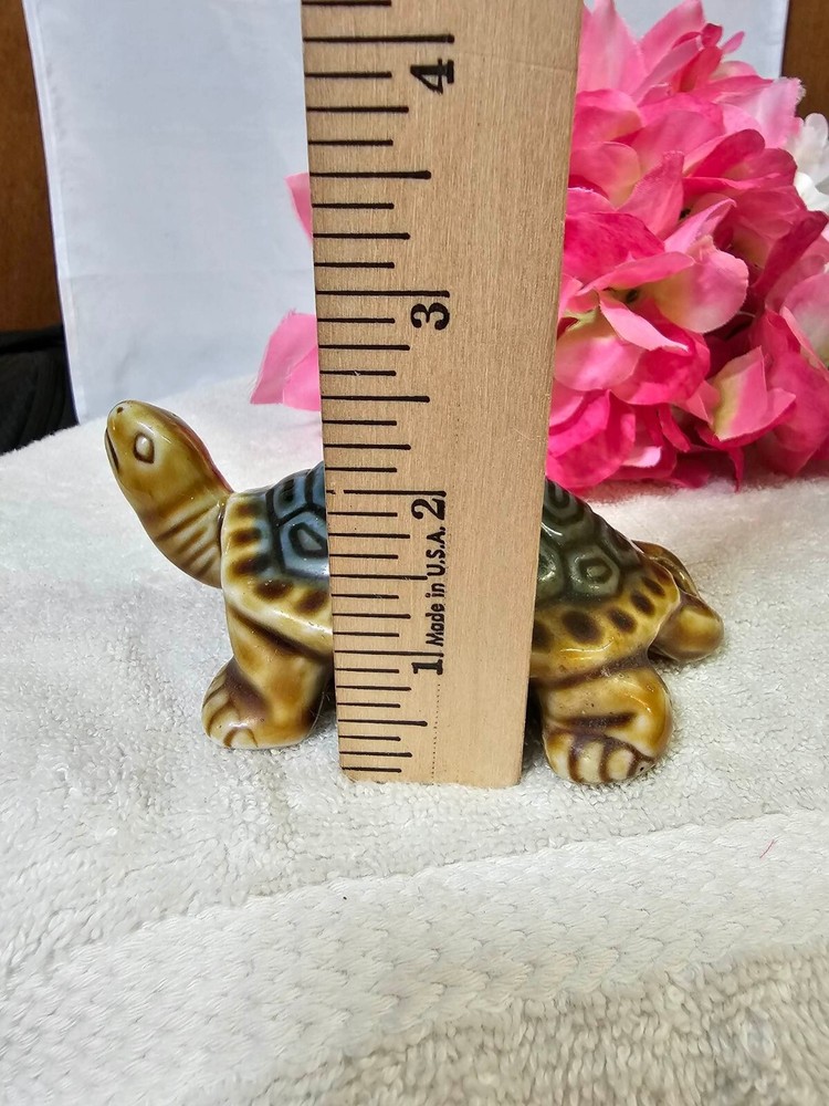Vtg ceramic turtle figurine statue brown gray