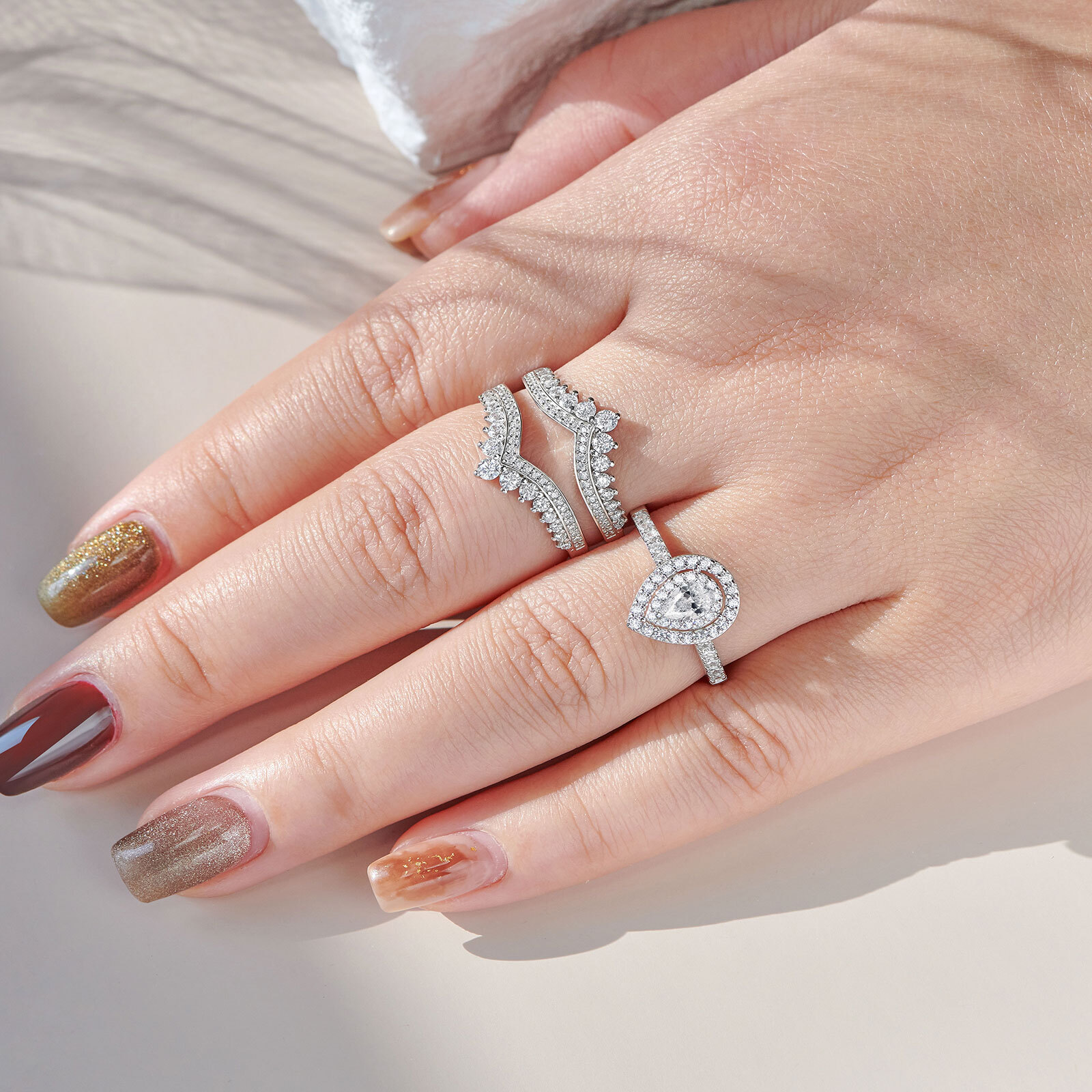 Newshe Sparkling 2CT Wedding Engagement Ring for Women Crown Solid Silver 5A CZ