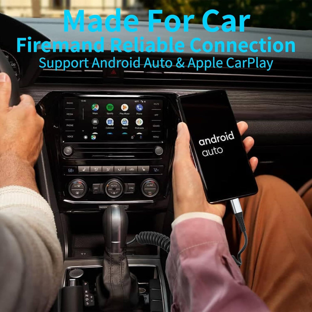 Coiled USB C Cable 2 Pack, 3ft USB to USB-C Cable for Car, Android Auto Coiled..