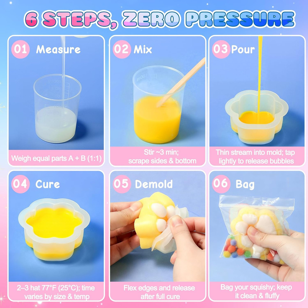Taba Squishy Maker Kit – DIY Squishy Craft Kit, Silicone Mold Making Set with 18