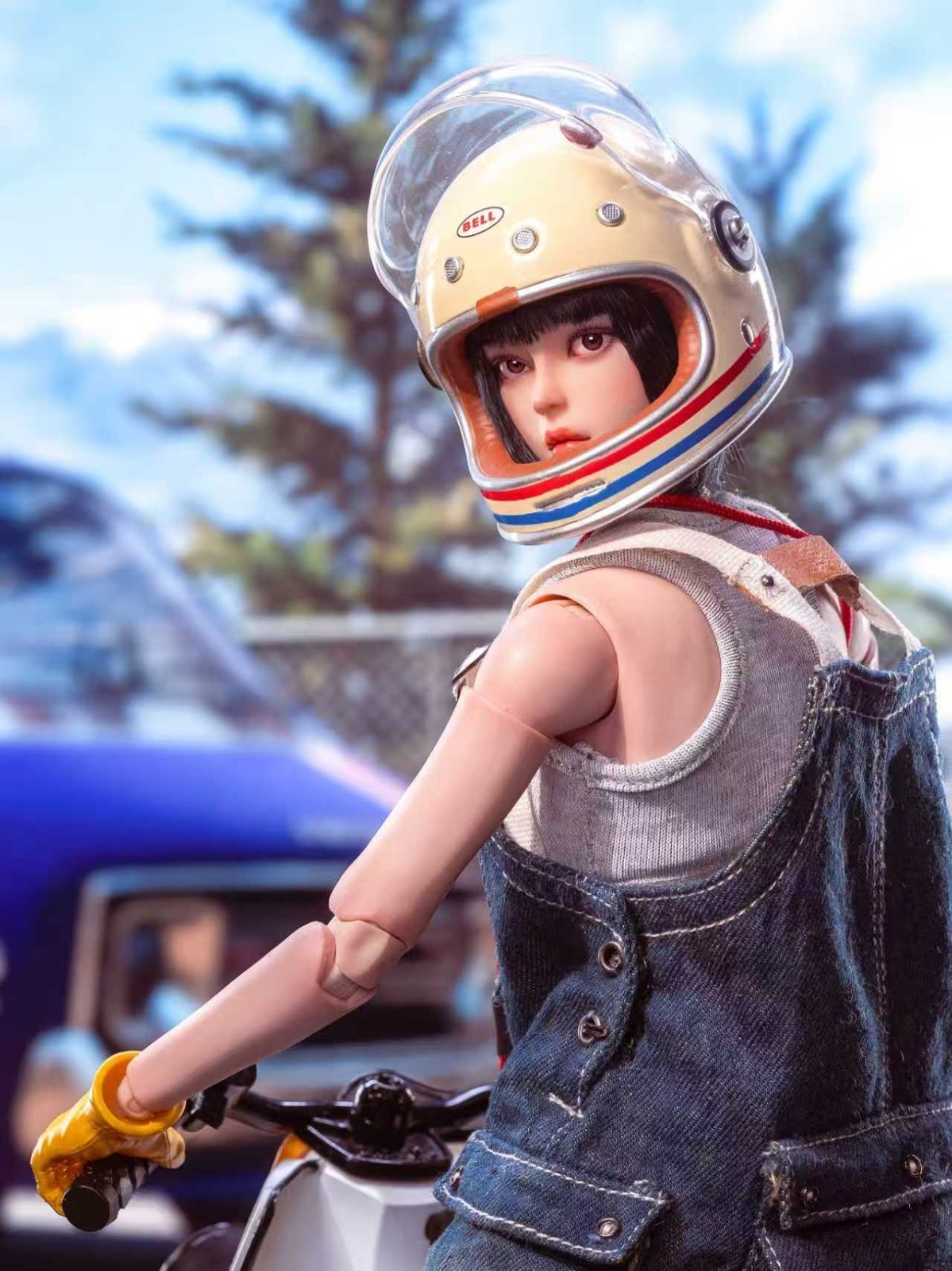 trickyman12 1/6 scale accessories Motorcycle helmet+Rider gloves