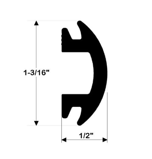 Taco Metals V12-4144BKA Black Rub Rail Insert 1/2"H x 1-3/16"W (By the Foot)