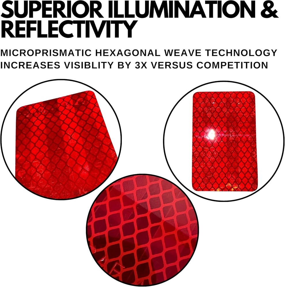 Red Reflective Stick-On Prism Rectangle DOT Reflector