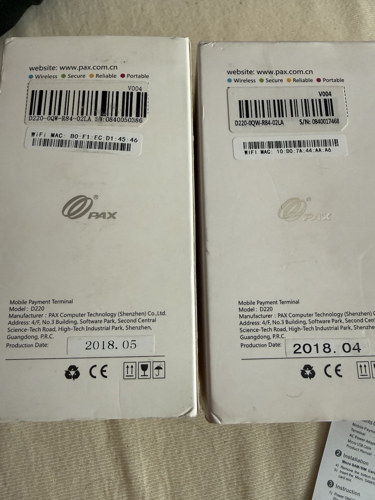 2X PAX D220 - POS. Read Description