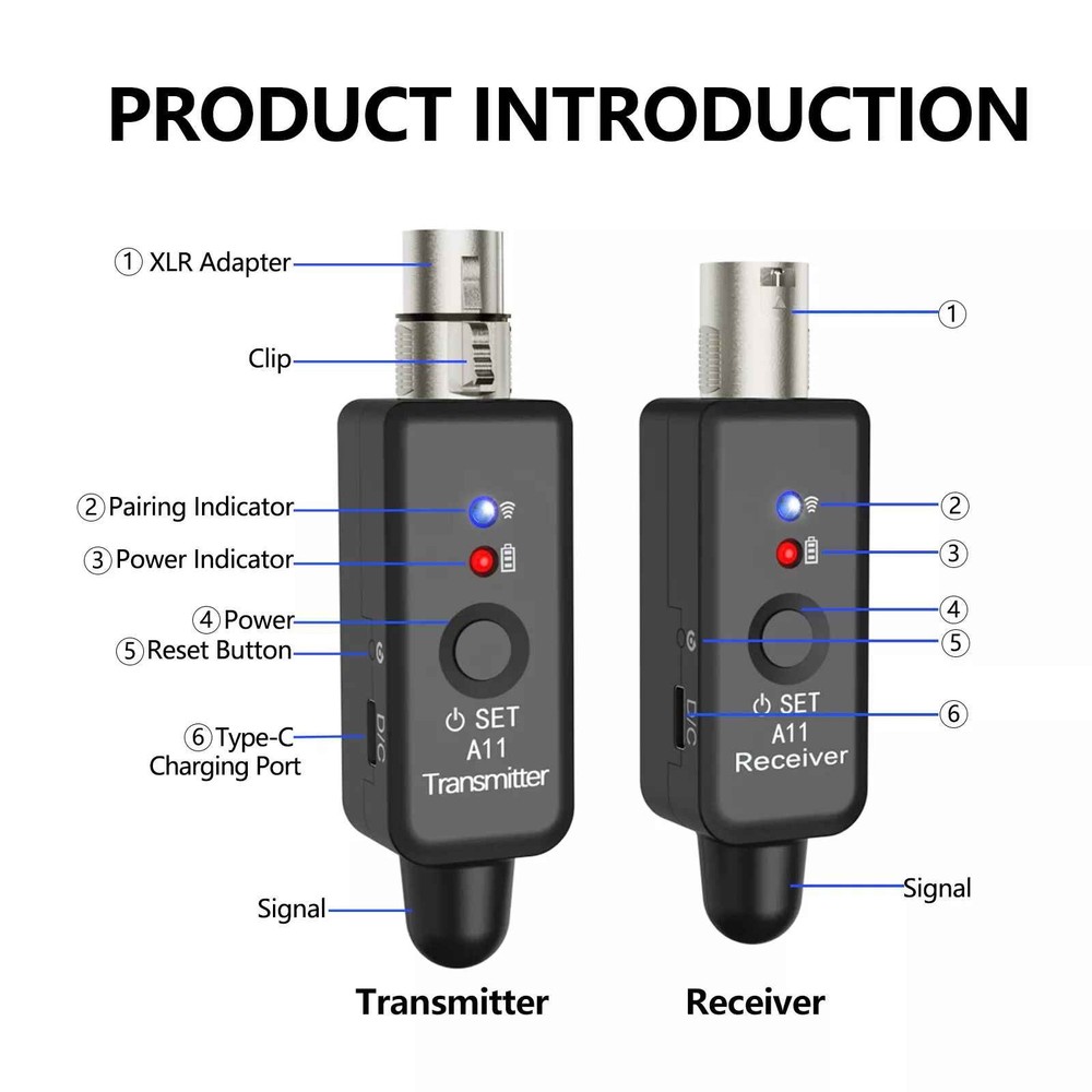 Professional Wireless Transmitter&Receiver Multiple Microphone Compatibility