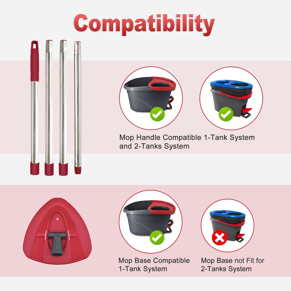 Spin Mop Handle Replacement For Ocedar, 30 58 Inch, Base, Red