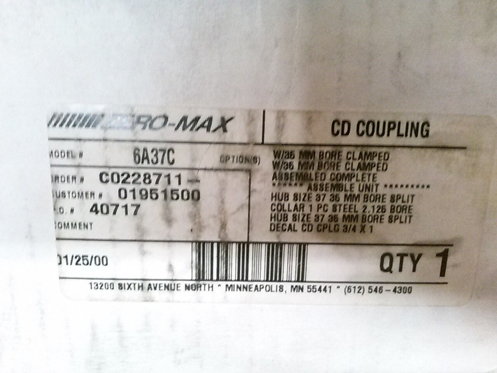 Zero-Max 6A37C, 35mm x 35mm bore coupling