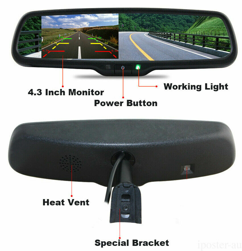 Car Rear View 4.3" LCD OEM Mirror Monitor with Backup Camera Parking Reverse Kit