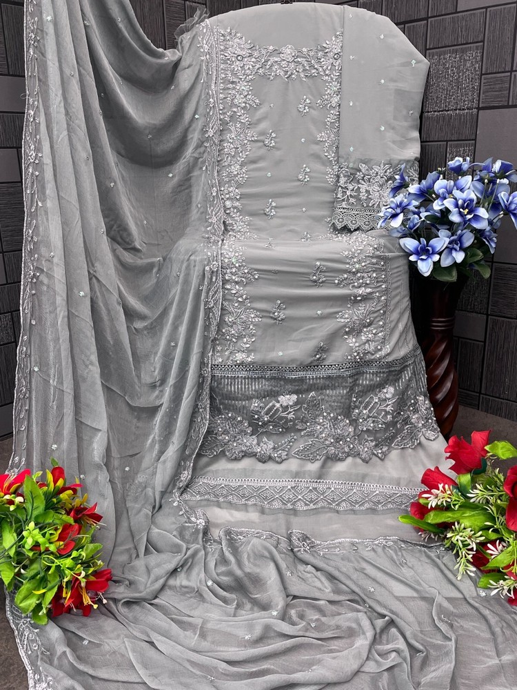 Grey Beautiful Pakistani Suit Material