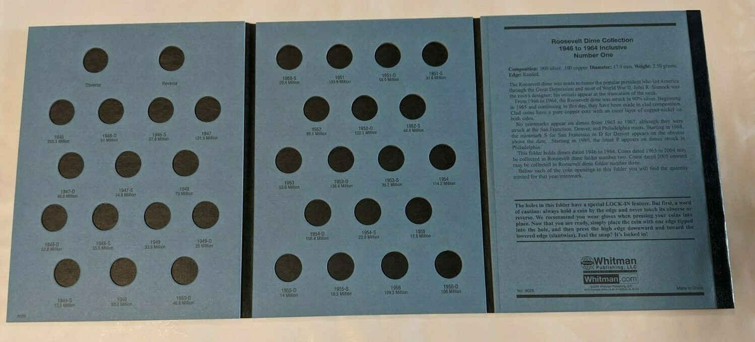 Roosevelt Dimes Album Coin Folder Whitman Volume #1 1946-1964 Silver 9029 NEW