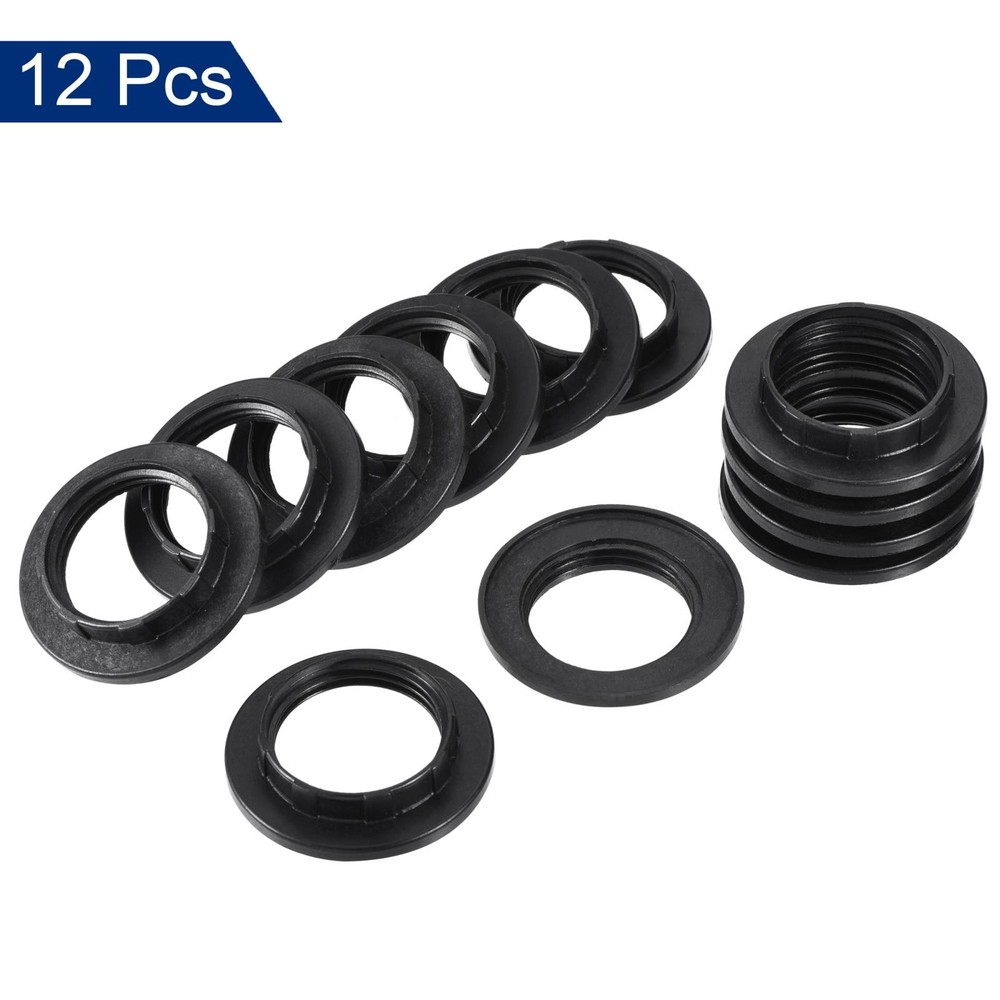 E14 Light Socket Rings Lamp Shade Holder Adapter Ring Replacement Black 12Pcs