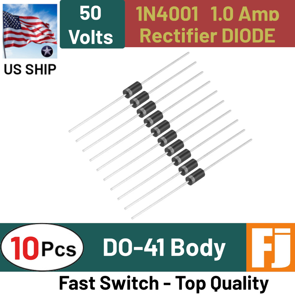 10x 1N4001 Diode | 1A 50V Rectifier Diode DO-41 Fast Switch IN4001 | US SHIP