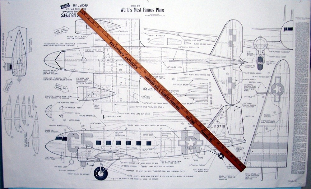 DC-3 / C-47 PLAN + CONSTRUCTION ARTICLE for a Musciano UC Scale Model Airplane