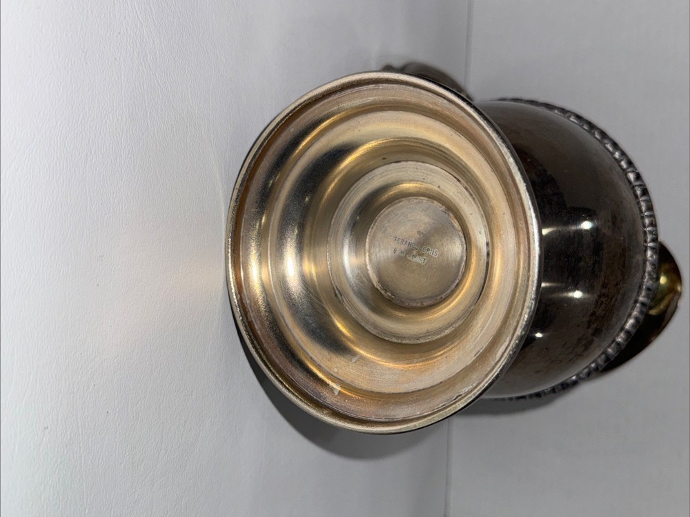 VINTAGE SERANCO B M MOUNT EPNS FOOTED WATER PITCHER 9.5”