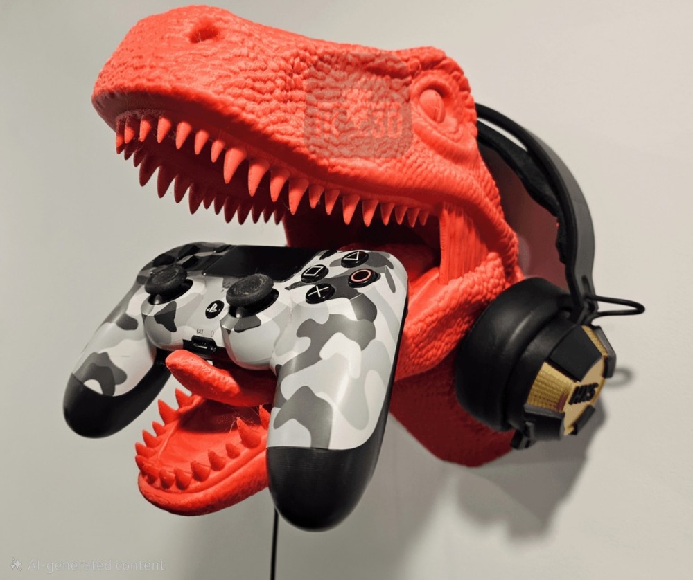 3D Printed Raptor Dinosaur Controller Holder Wall Mount | Gaming Headset Stand |