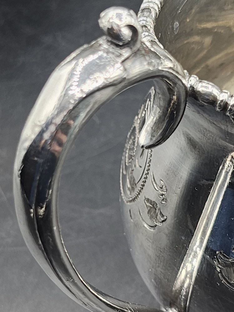 Vintage Sheffield Silver Plated Sugar Scuttle & Creamer. Monogram