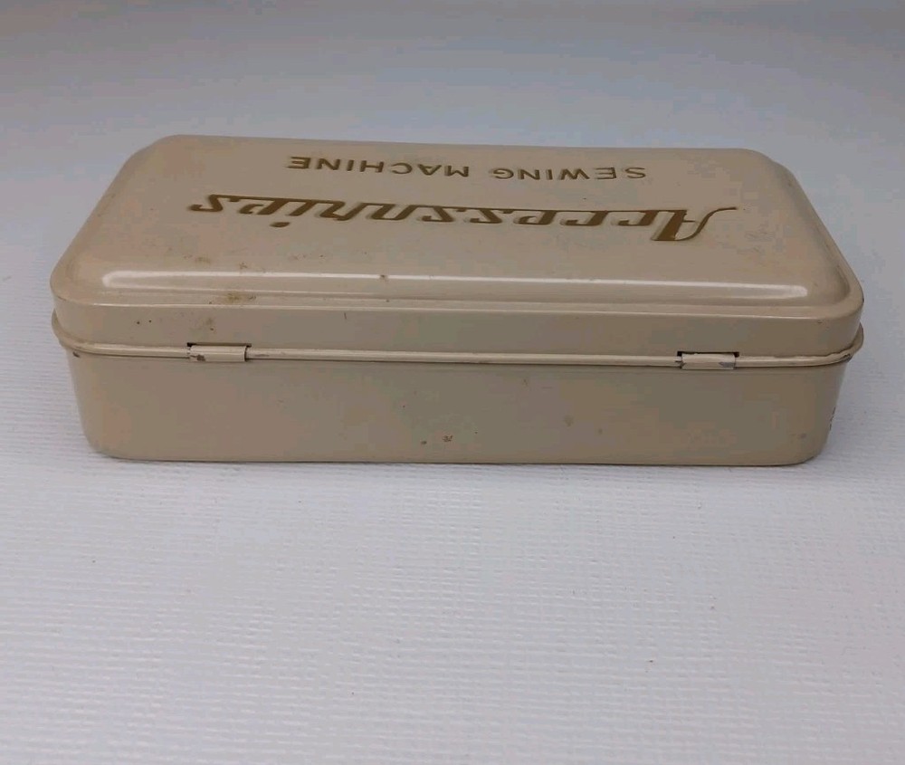 Vintage Sewing Machine Accessories Empty Tin Box