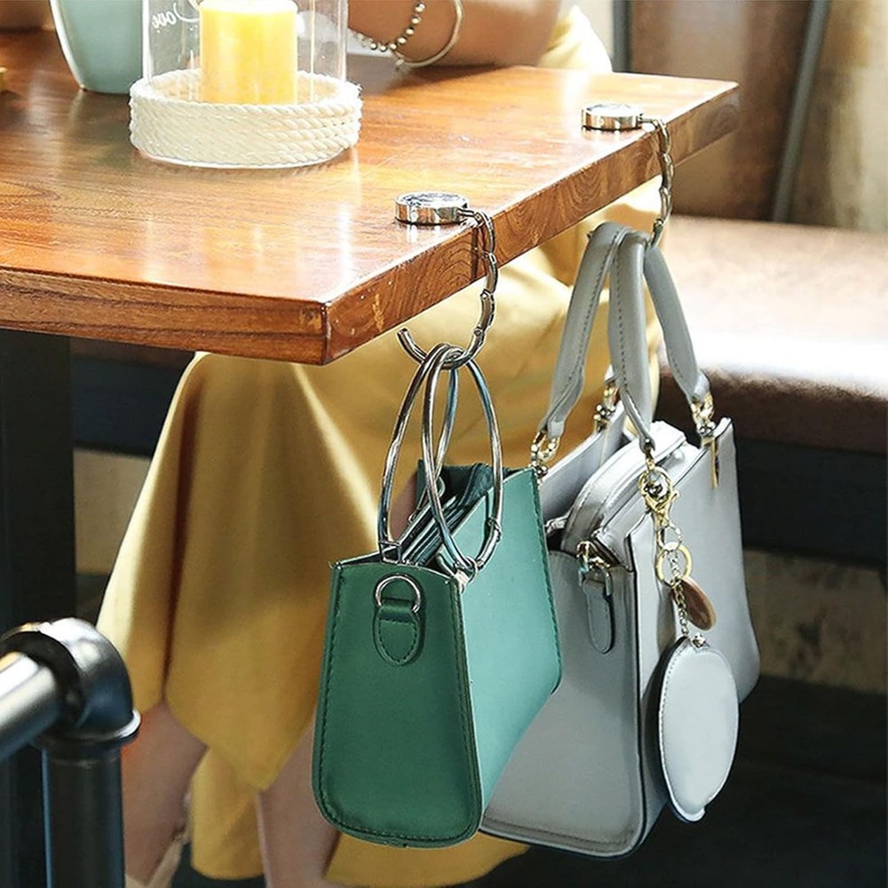 Foldable Storage Table Purse Hooker for Table Handbag Hanger Table Purse Bag ...