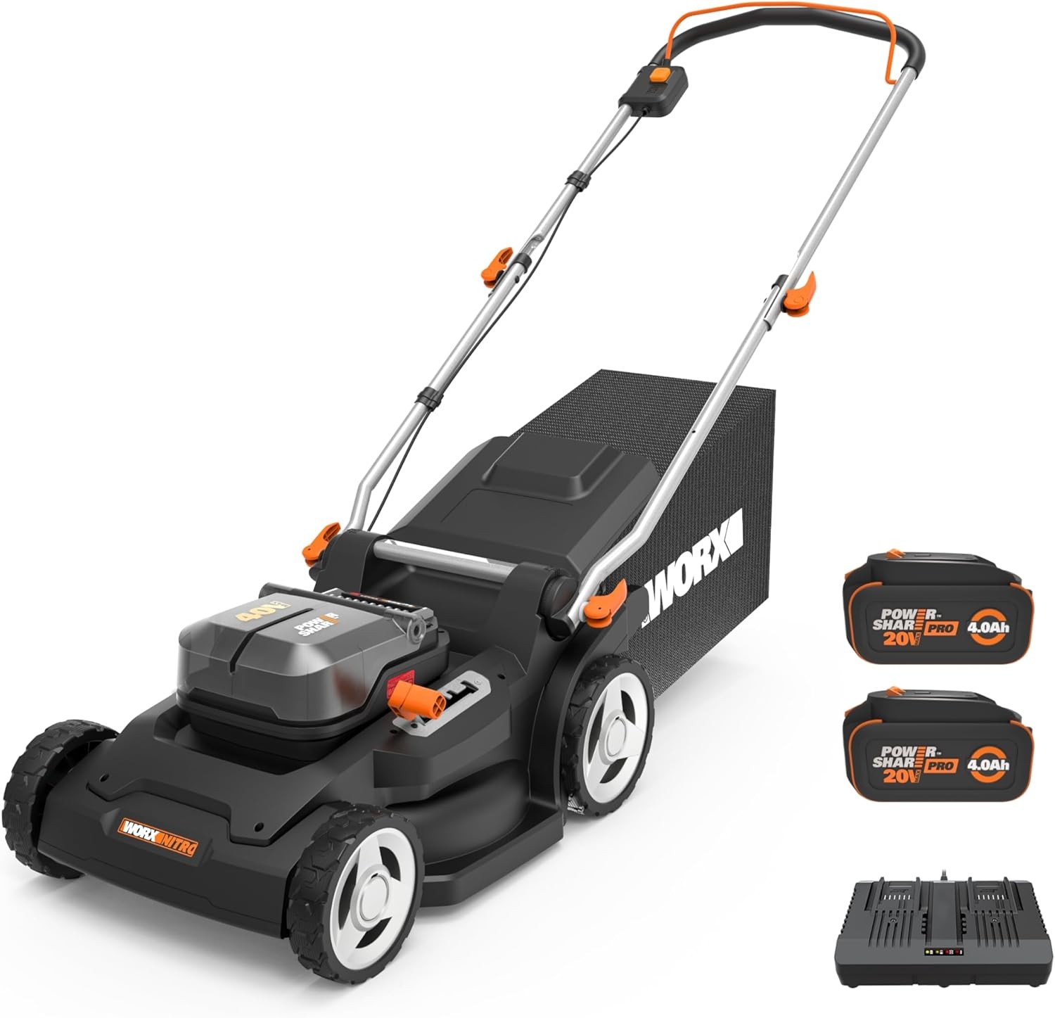 Worx 40V 17'' Cordless Push Lawn Mower (2 Batteries & Charger Included) WG745