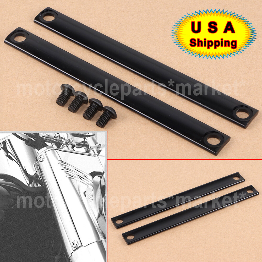 Black Fork Panel Accent Strips Molding Trim For Harley Heritage Softail Classic